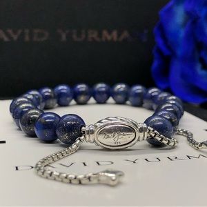 David Yurman sterling silver women’s lapis lazuli 8mm adjustable.